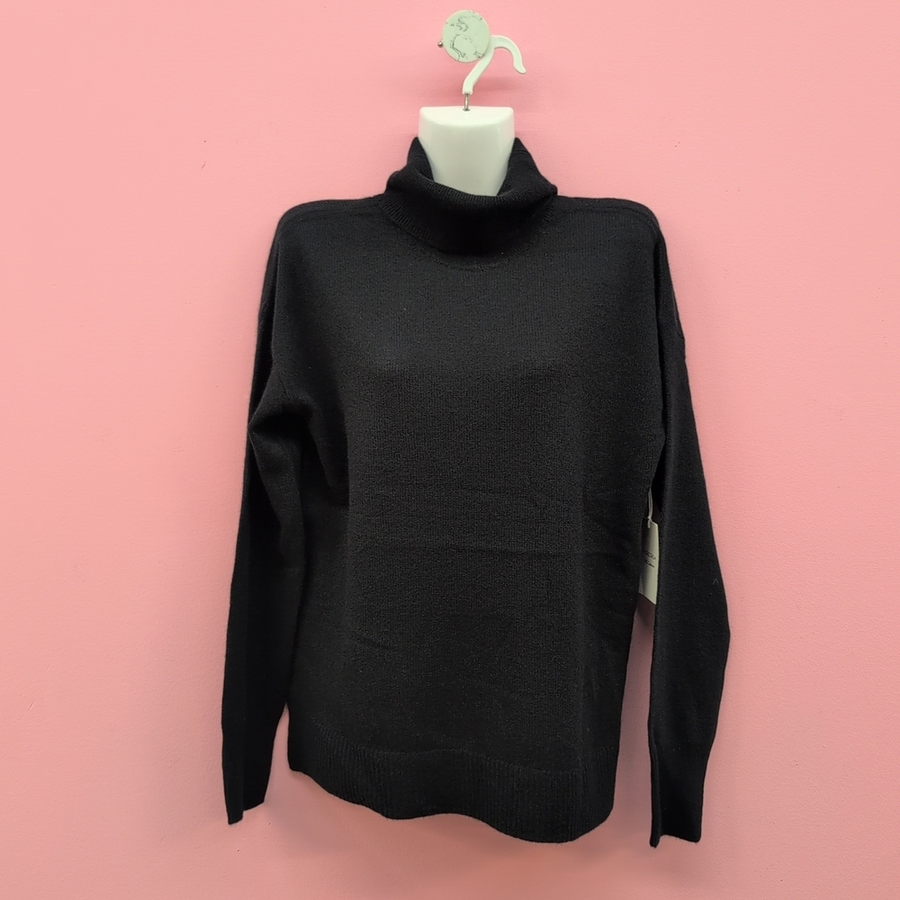 Nordstorm Cahsmere Turtle Neck Women's Sweater Medium Black Rock